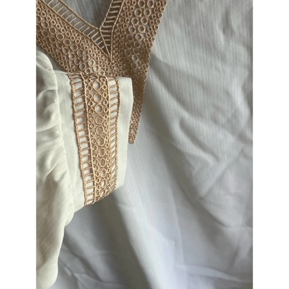 Shein Cream/Ivory Womens XL Blouse with Embroidered Neckline - Picture 5 of 16